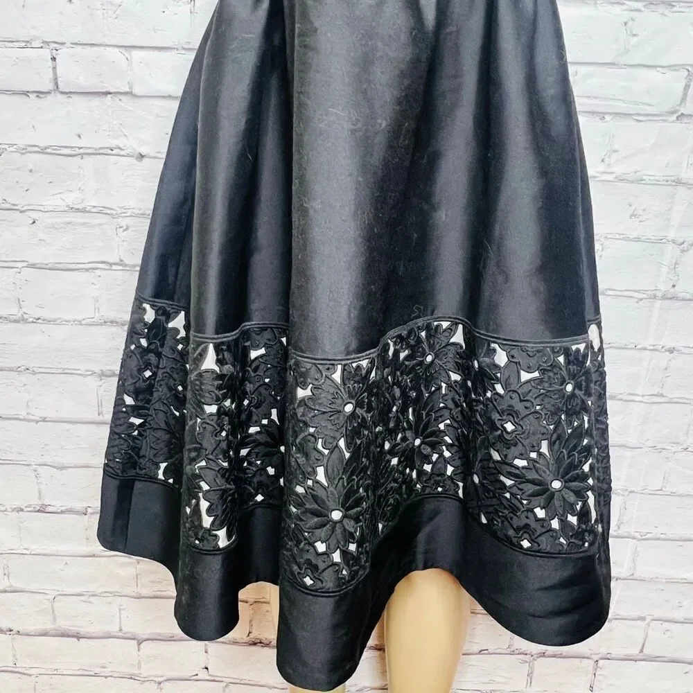 Kate Spade Womens Black Sleeveless Lace Cutout Panel Fit & Flare Dress Size 4